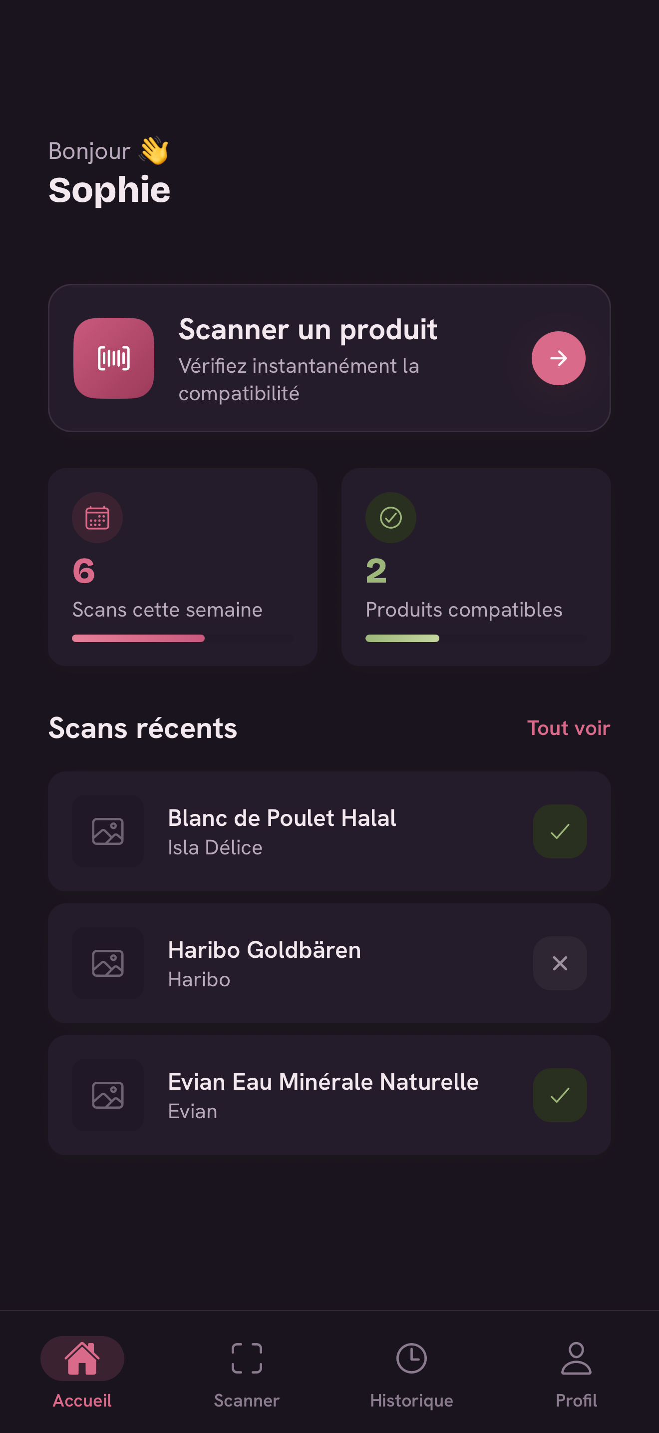 Ecran d'accueil Foodproof